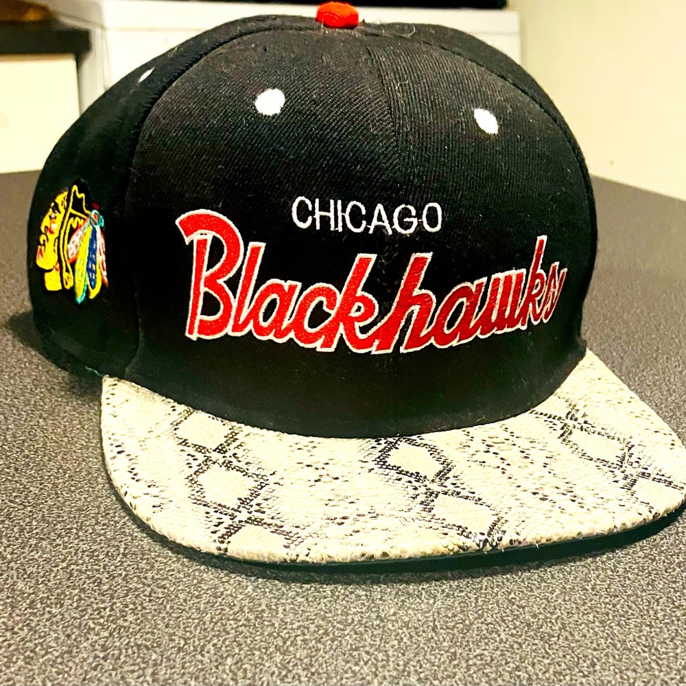 RARE AF! DON C PYTHON MITCHELL & NESS CHICAGO BLACKHAWKS HAT - KANYE/BIG SEAN